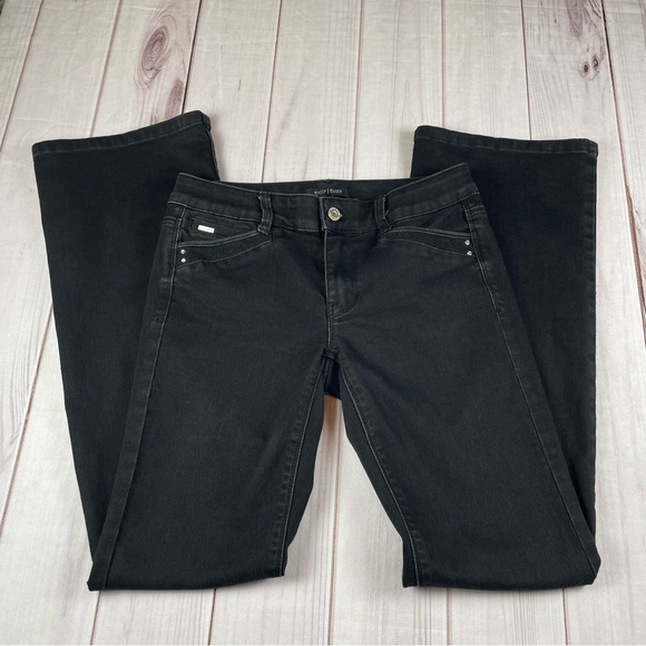 White House Black Market Denim - WHBM Modern Flare Jeans Women’s 4 Black Embellished Y2K Gorpcore Goth Casual